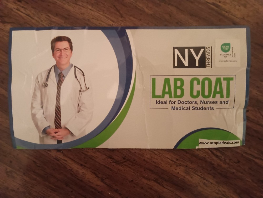 NY Threads Men's Lab Coat Medium (White) Brand New