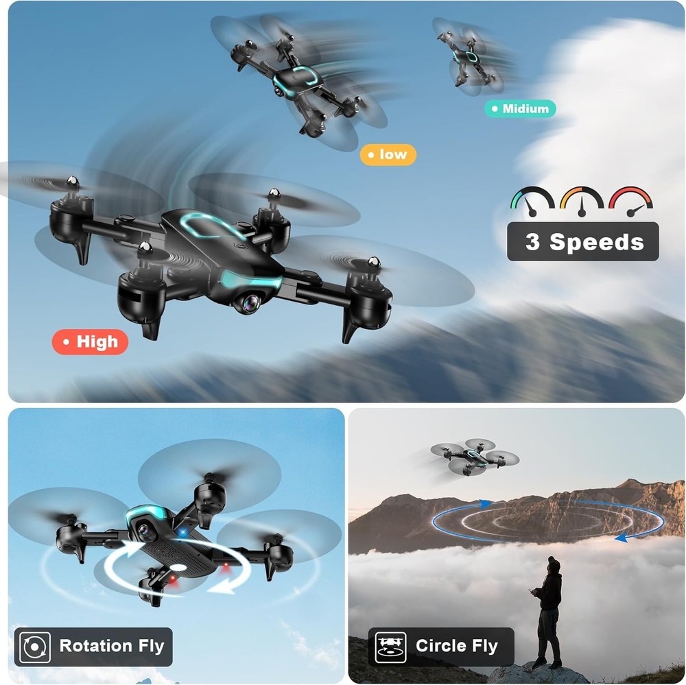 Drone with Camera, Foldable for Beginners 1080P Obsidian