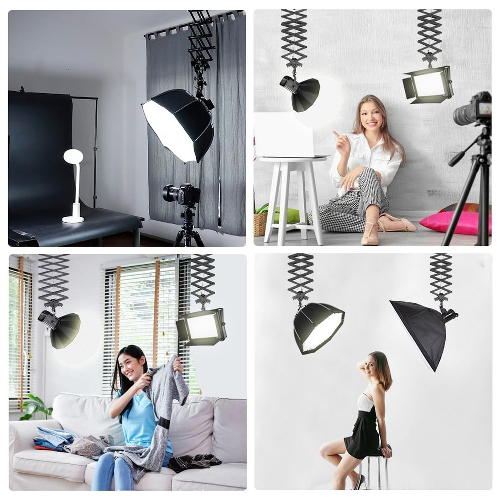 Drop Pantograph for Studio Ceiling Rail System 2M Arm Wall Mounted Hinged 2Pk