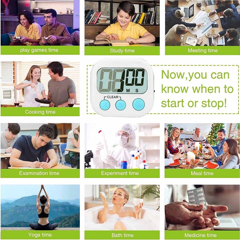 2 pack LCD digital kitchen timer magnetic countdown