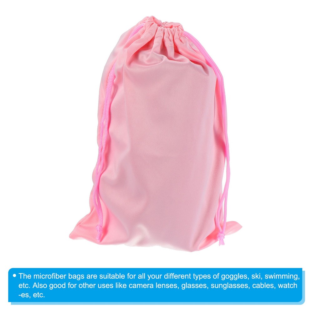 Ski Goggle Bag, 4 Pack Microfiber Snow Goggles Case Drawstring Pouch Pink