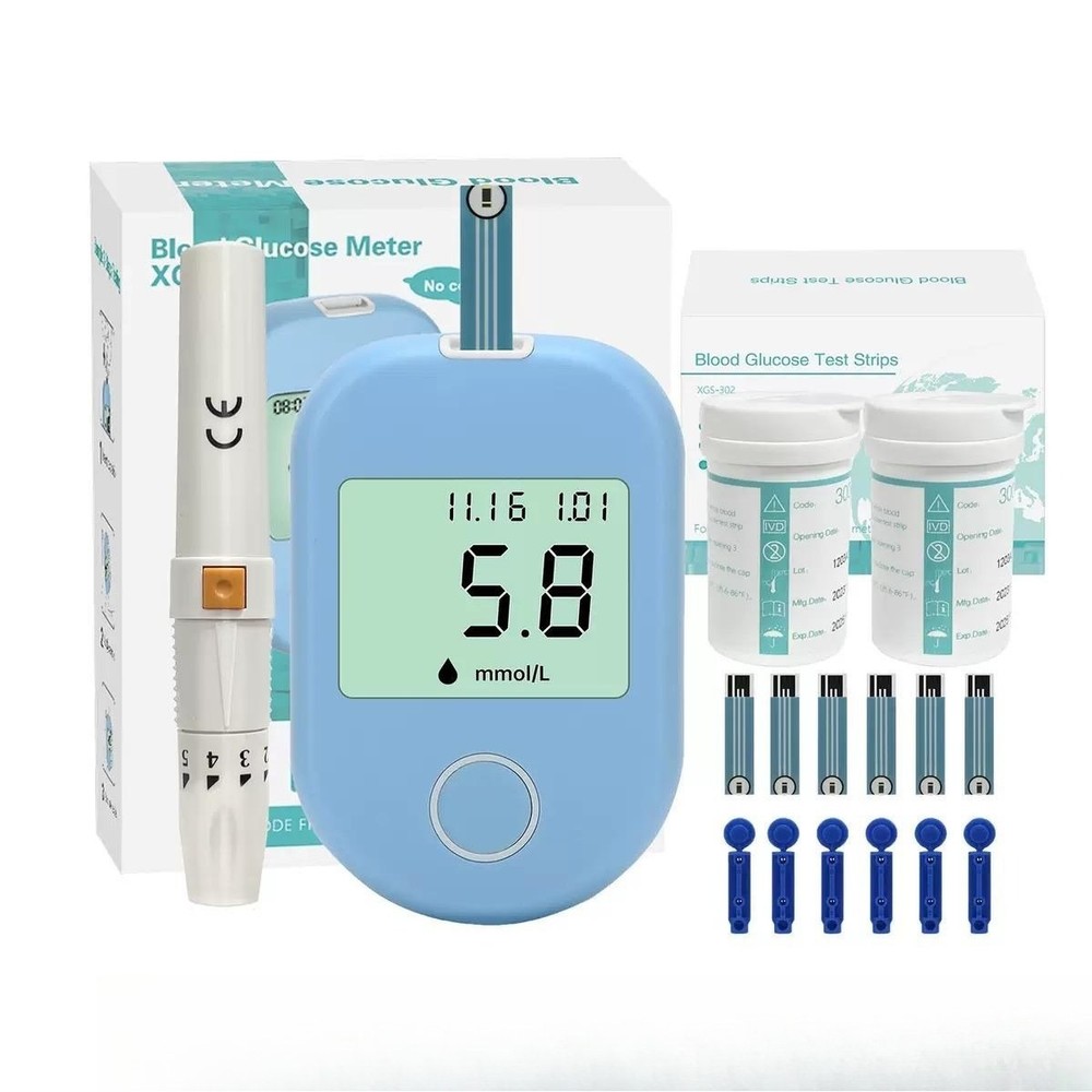 Home Automatic Blood Glucose Tester - No Code Portable Meter with Test Strips