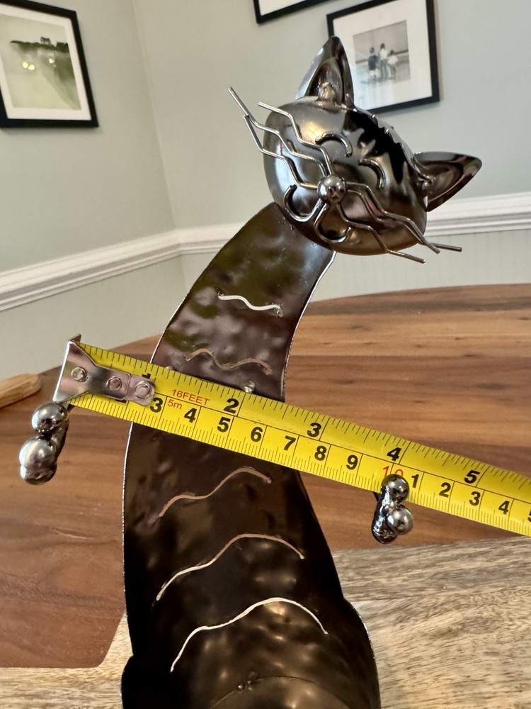 Metal Cat Wine Bottle Holder - EUC