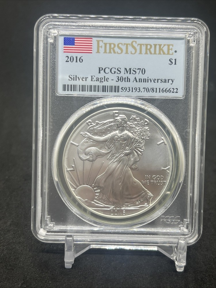 2016 SILVER EAGLE PCGS MS70  ~ FIRST STRIKE FLAG LABEL ~ PRISTINE (385)