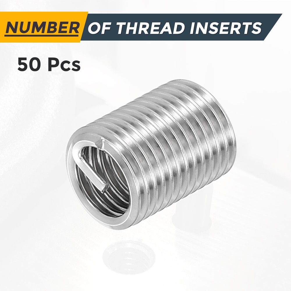 50pcs Wire Thread Inserts M8 x 1.25 x 2.5D Metric Helical Threaded Sleeve