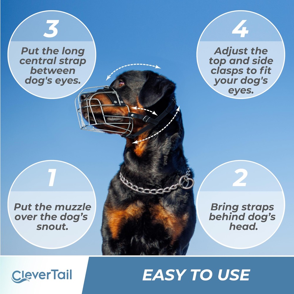 Extra Large Dog Muzzle for Rottweiler – XL Heavy Duty Rottweiler Muzzle – Met...