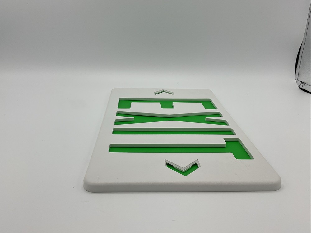 Lithonia Lighting Green Exit Sign Replacement Face 12”x8” Missing The Chevrons