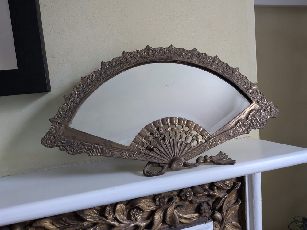 Vintage Brass Fan Mirror