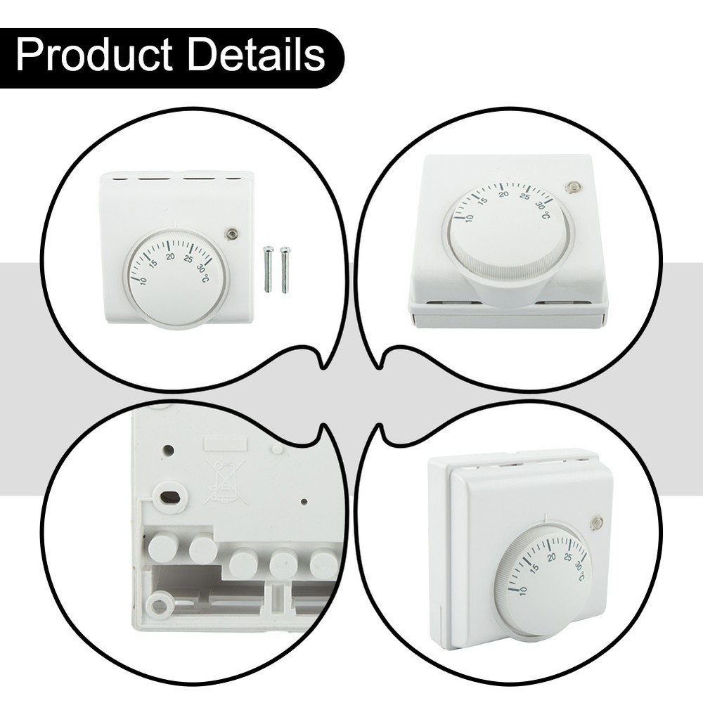Thermostat Temperature Switch Room 2 Wire 220V AC Temperature Controller White