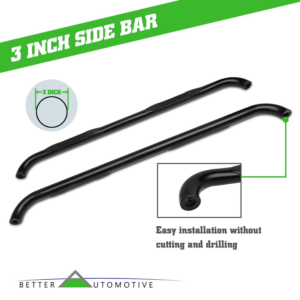 3" Side Steps for 01-18 Silverado 1500 Crew Cab Nerf Bars Running Boards Black