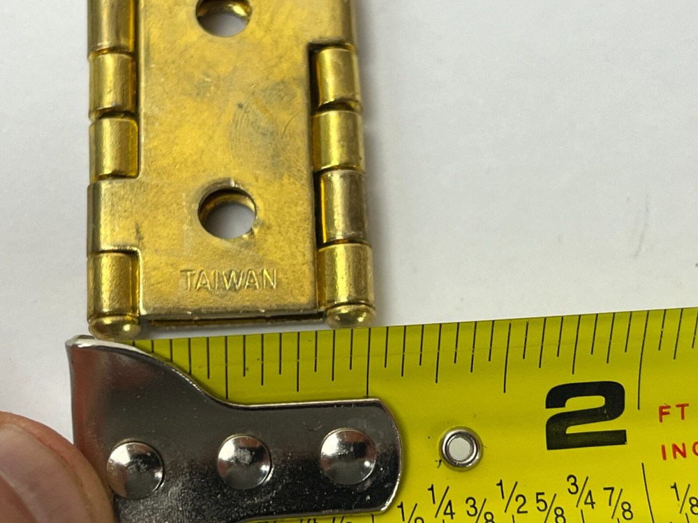 Set 4 Brass Cabinet window Shutter Hinge 2 x 2" Some screws Salvage Hardware