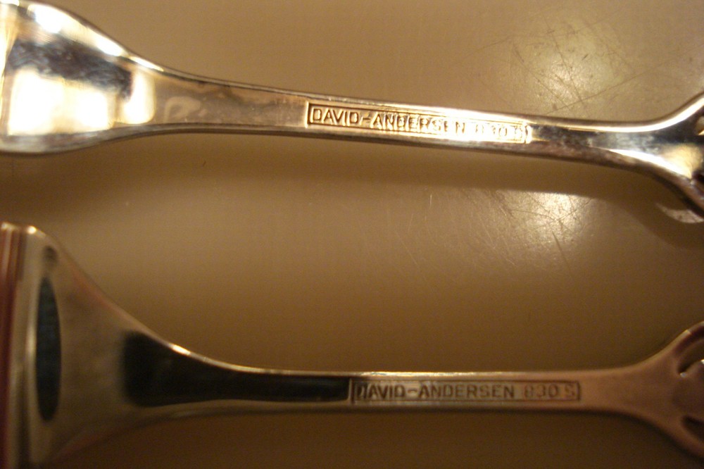 David Andersen 830S Silver Norwegian Ringebu Pickle/Butter Fork & Knife in Box