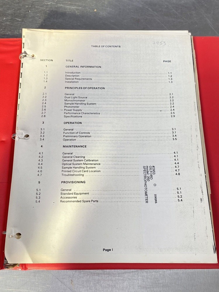 Gilford 250 Spectrophotometer - Users Guide / Instructions Book Manual