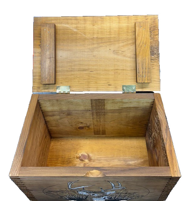 Heavy-Duty Solid Pine Wood Ammo Box with Notched Finger Joints Secure Latch