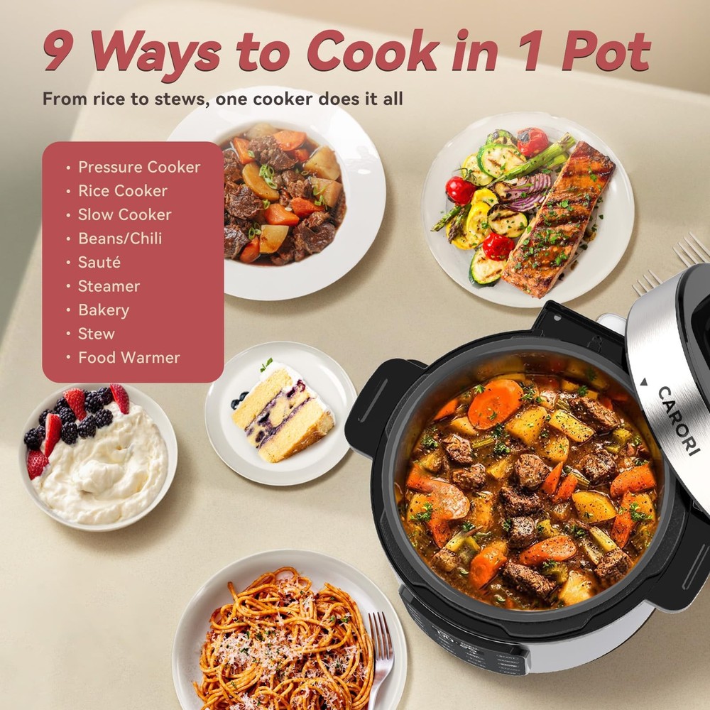 Electric Pressure Cooker 6 Qt, 9 Functions Programmable Instant Pot with IMD ...