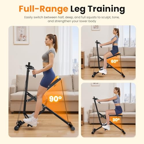 Squat Rowing Machine for Home Workout, Foldable Squat Assist & Row Black