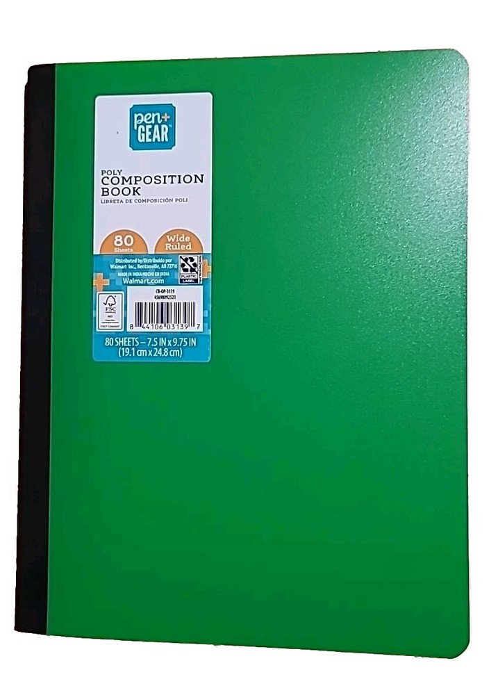 Poly Compisition Book 80 Sheets Wide RULED, 7.5" X 9.75"