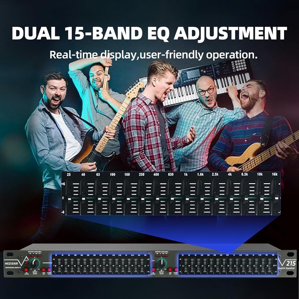 Professional DJ Stereo Graphic Equalizer, 15-Band EQ-