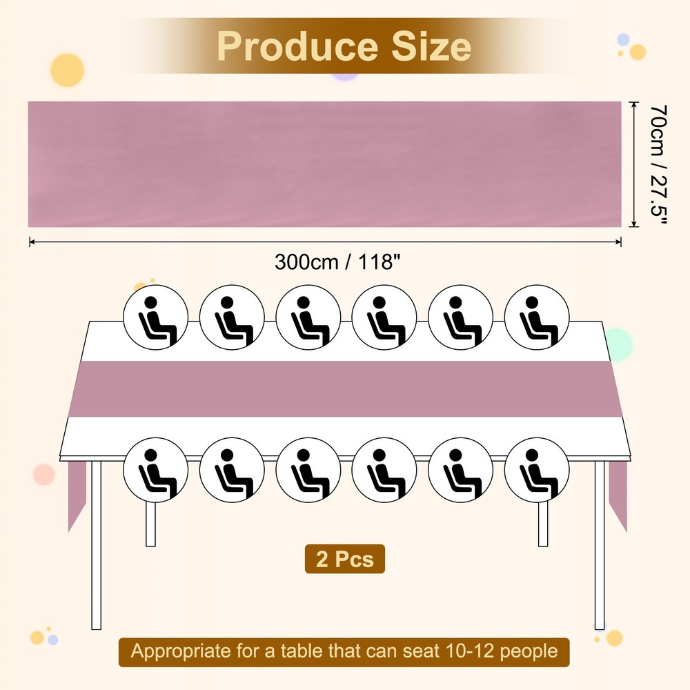 2 Pcs Charm Pink Chiffon Table Runner 27.5" x 118" Romantic Table Runner