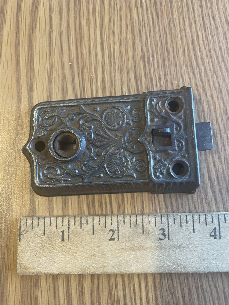 ORNATE Antique Cast Iron Surface Mounted Night Lock Victorian