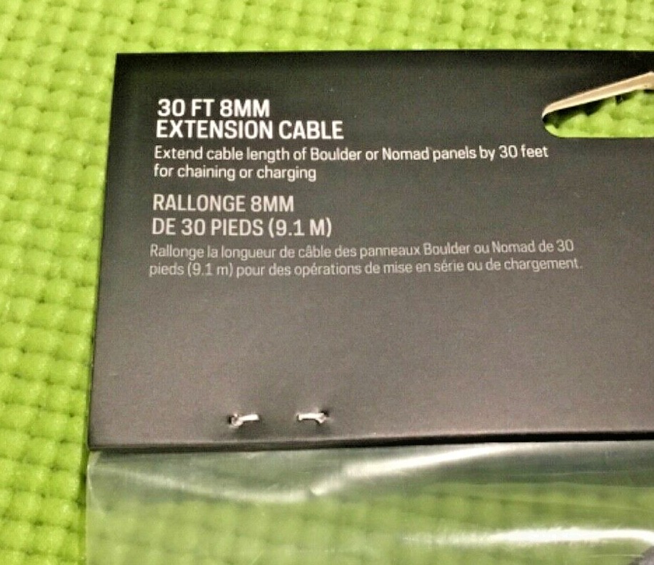 GOAL ZERO Boulder 8mm Input 30' Ext Cable connects Yeti, Sherpa to Solar panel