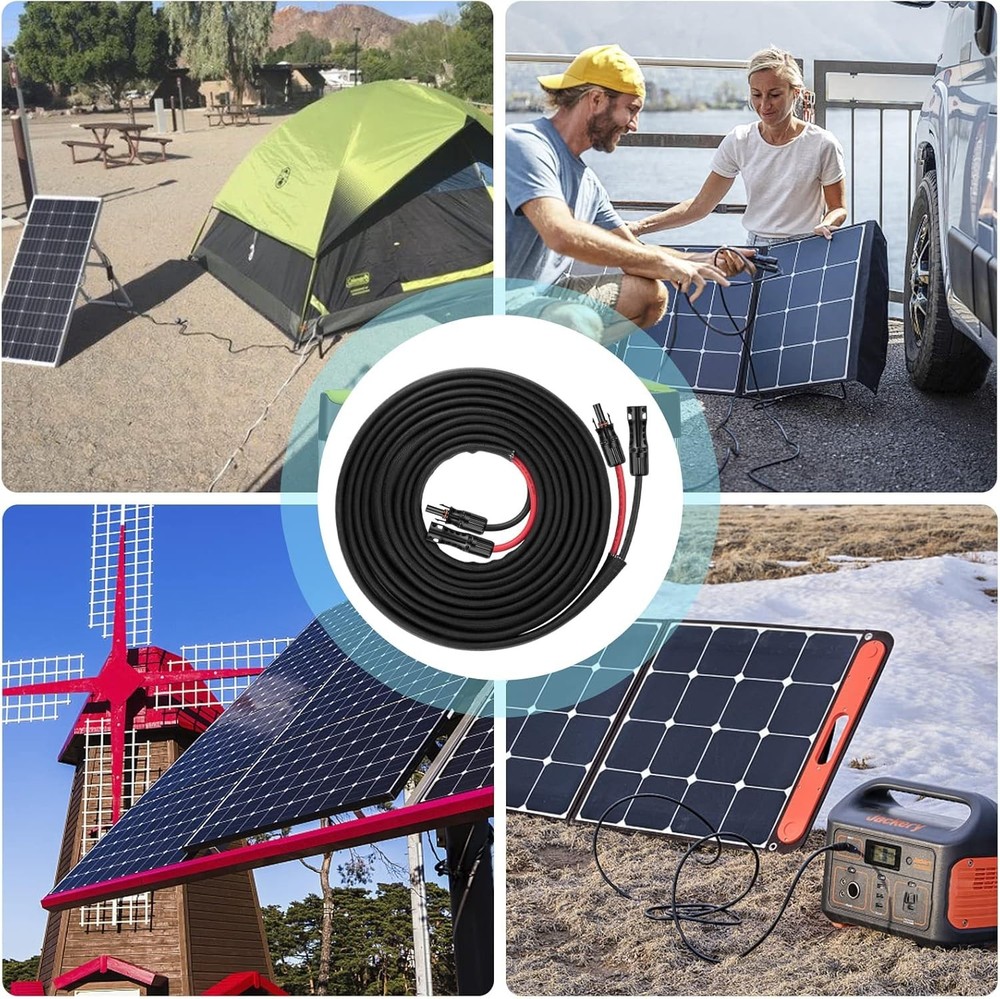 30FT 8AWG Solar Panel Extension Cable with Connectors for Solar Systems