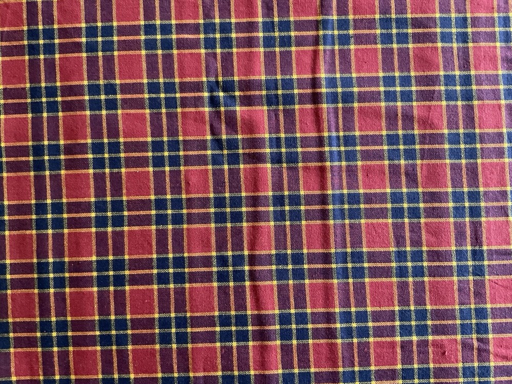 Red HOMESPUN Cotton Fabric Plaid 3/4 YARD
