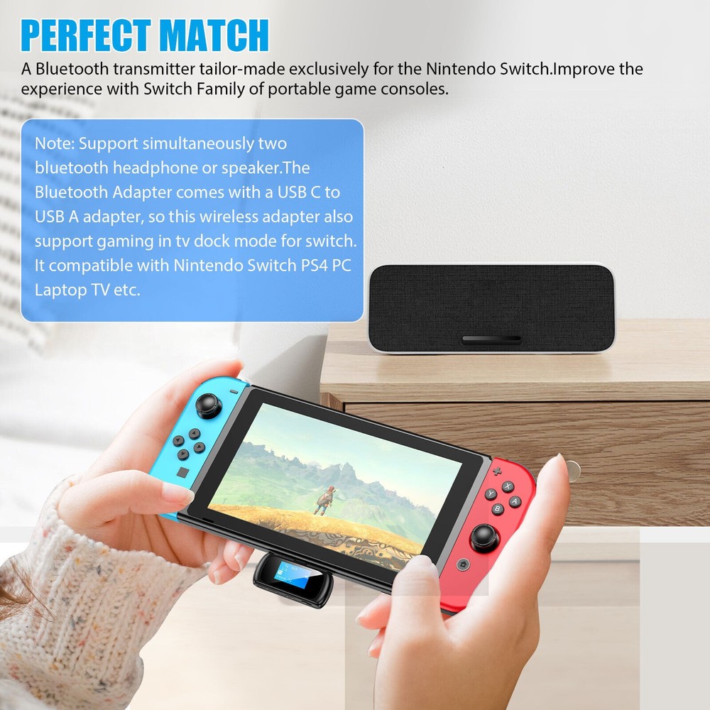 2 IN 1 Bluetooth Transmitter Receiver W/ LCD Display Screen For Switch PS TV PC