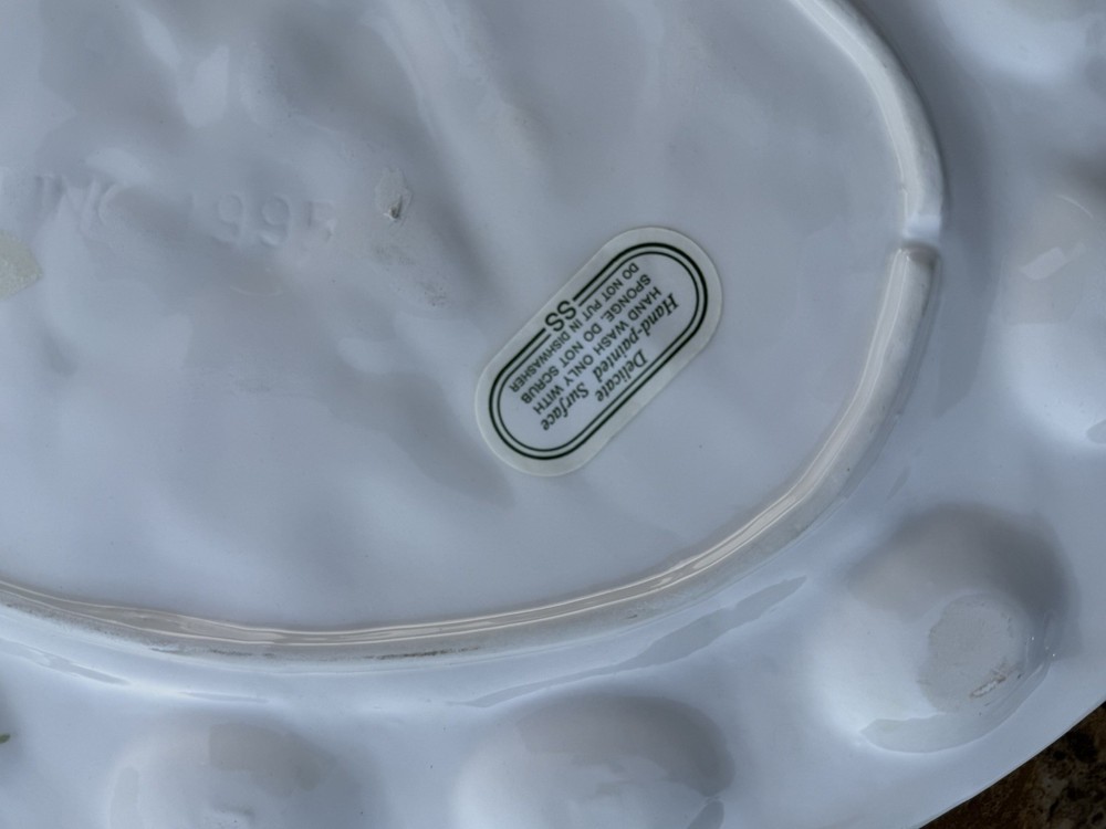 Deviled Egg Platter Plate Vintage Hand painted II Inc 1995 Ceramic Easter Theme