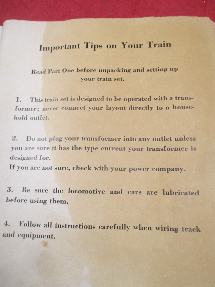 1954 GILBERT AMERICAN FLYER INSTRUCTION BOOK ORIGINAL