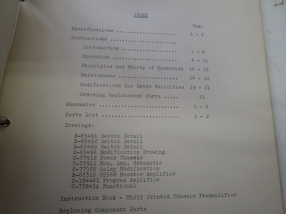 Original Gates " Studioette " Model M5381 Broadcast Console Instruction Manual