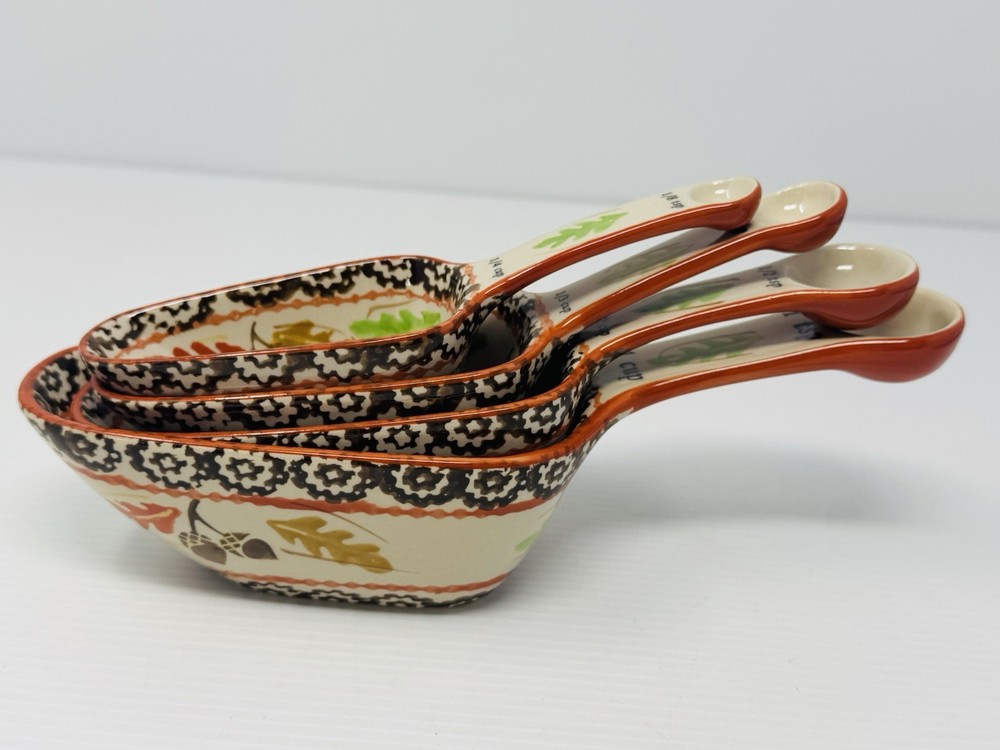 Temptations Fallfetti Measuring Cups Spoons Old World Nesting Ceramic