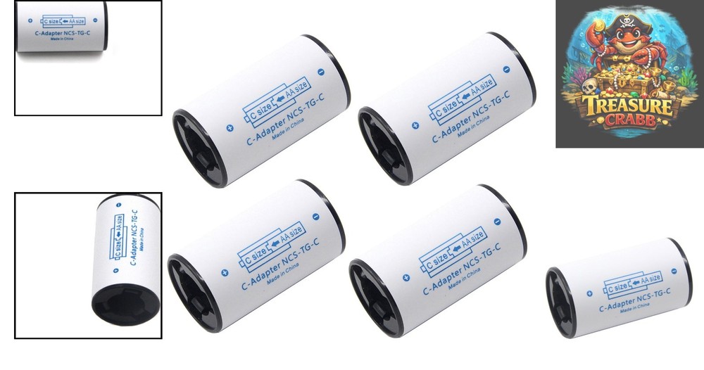 4-Pack AA to C Battery Converter Adapters - Lightweight and Portable Solution