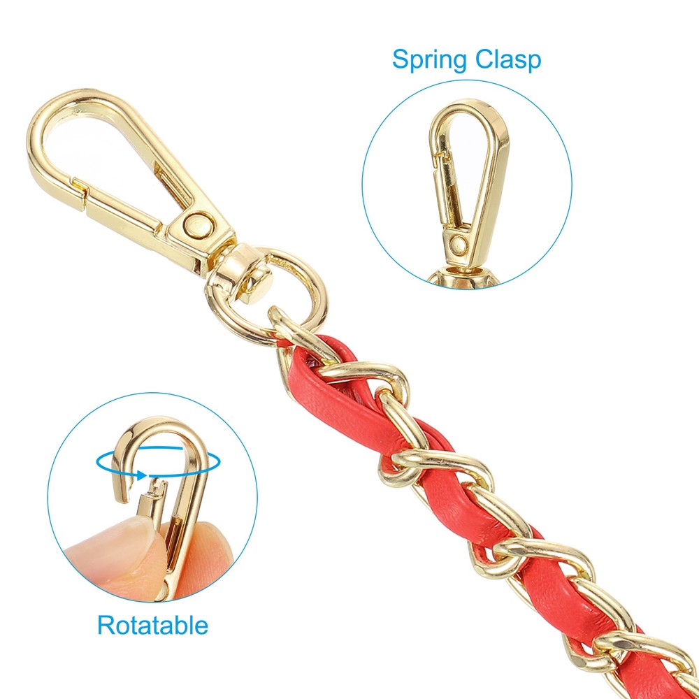 12" Purse Chain Strap, DIY Bag Chain Strap Replacement Adjustable, Red&Gold