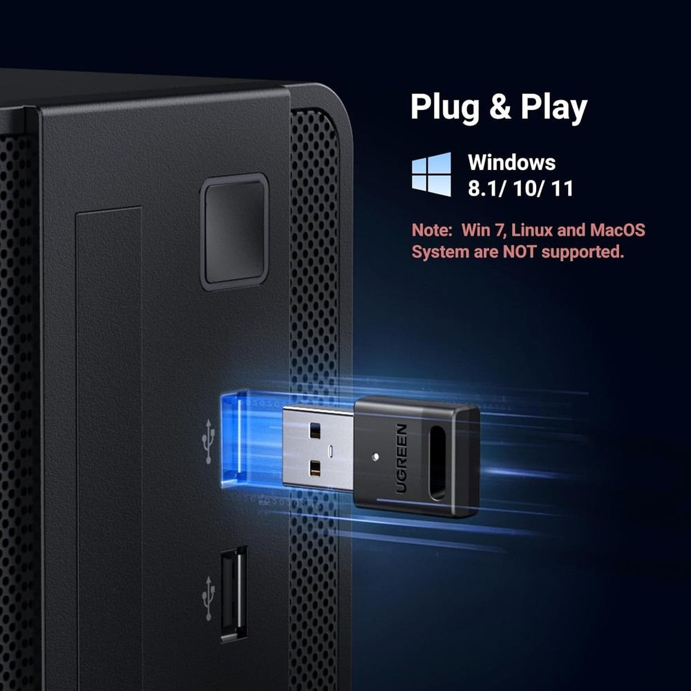 USB Bluetooth 5.3 Adapter for PC Windows 11/10 Plug & Play