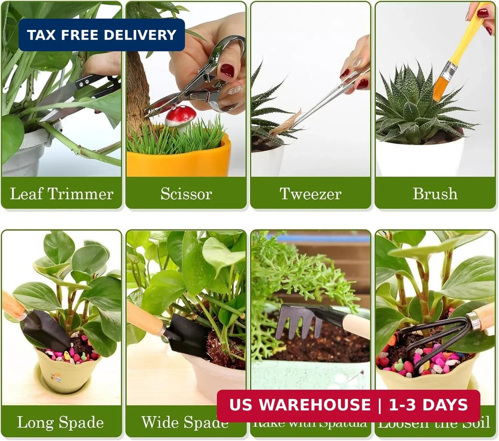 9PCS Basic Bonsai Tools Set, Bonsai Tree Kit Mini Garden Tools Includes Pruning