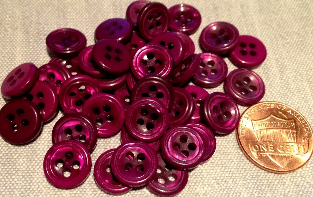 24 Small Pearlized Purple Plastic Buttons 7/16" 11mm # 7701