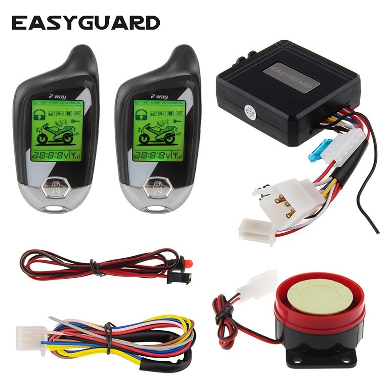 Easyguard 2 way motorcycle scooter alarm kit motion sensor remote engine start