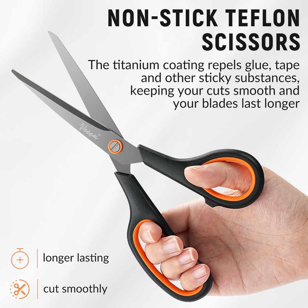 Scissors, 3-Pack Titanium Coated Non-Stick Scissors (8.5’’, 7.5’’, 5.5’’) - P...