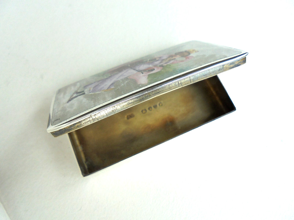 Sampson Mordan Silver Enamel Vesta Case 1889