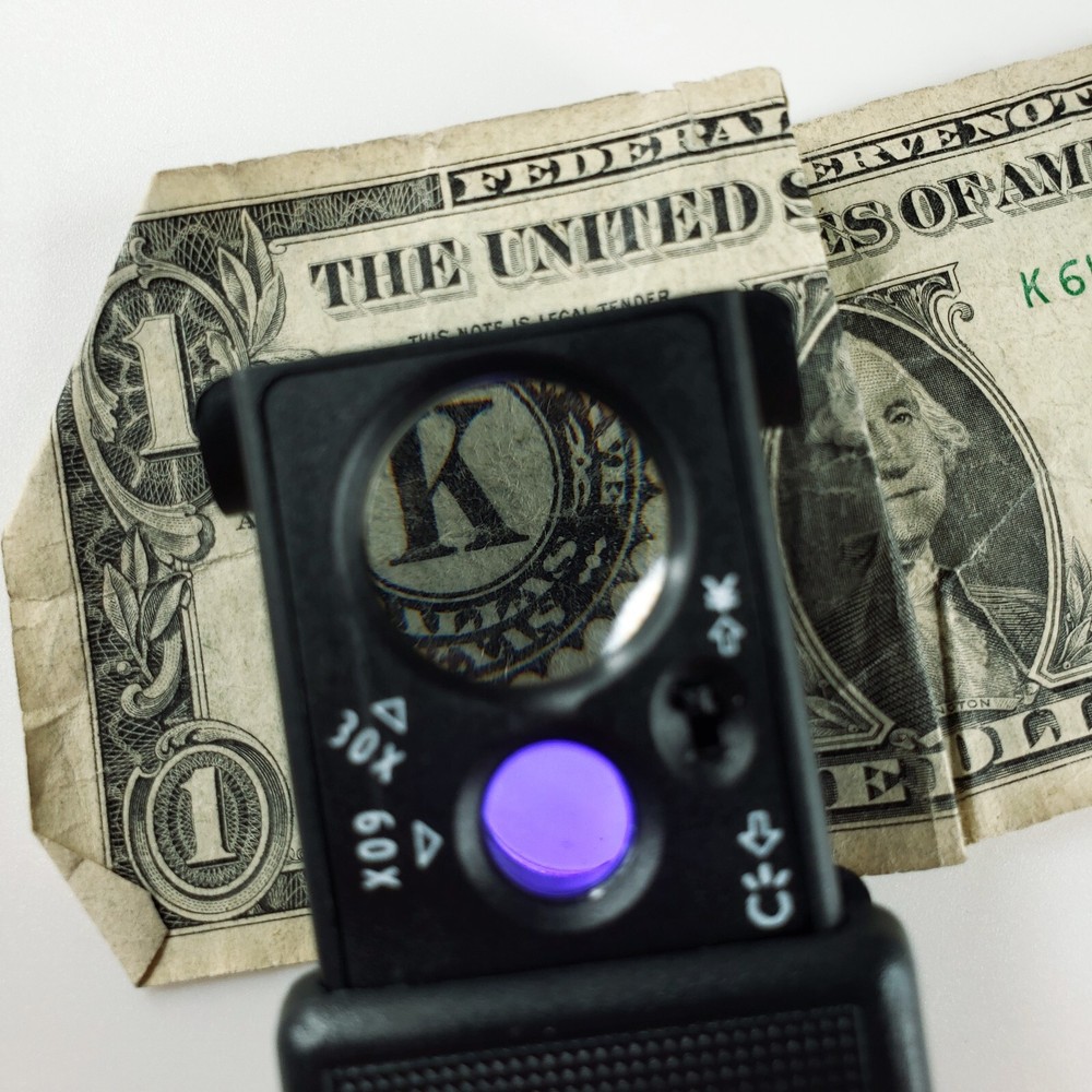 Currency Inspection Loupe - UV Security Checker - Authentication Magnifier Tool