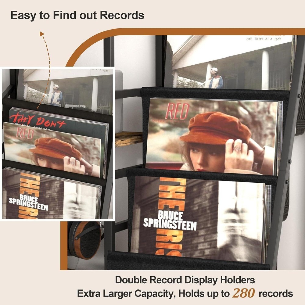 Record Player Stand Vinyl Storage Turntable Table Double 3-layer Display Shelves