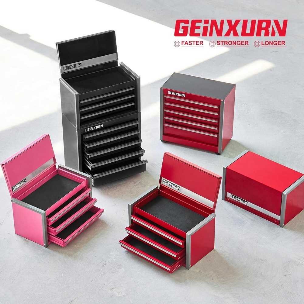 5-Drawer Rolling Red Tool Box Heavy Duty Micro Roll Cab Steel Stackable Tool