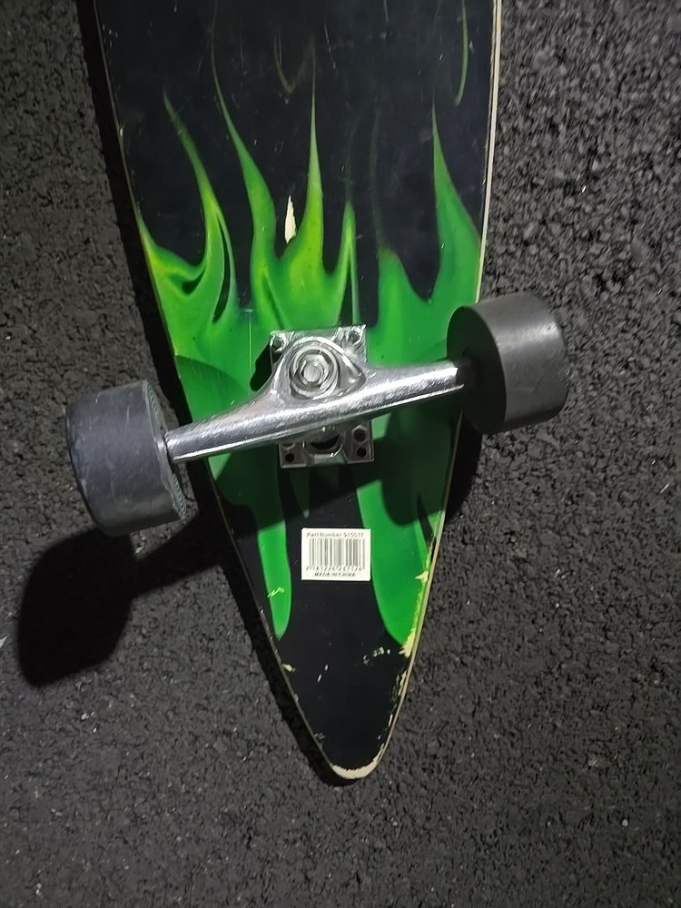Krown - Pin Tail Green Flame Longboard
