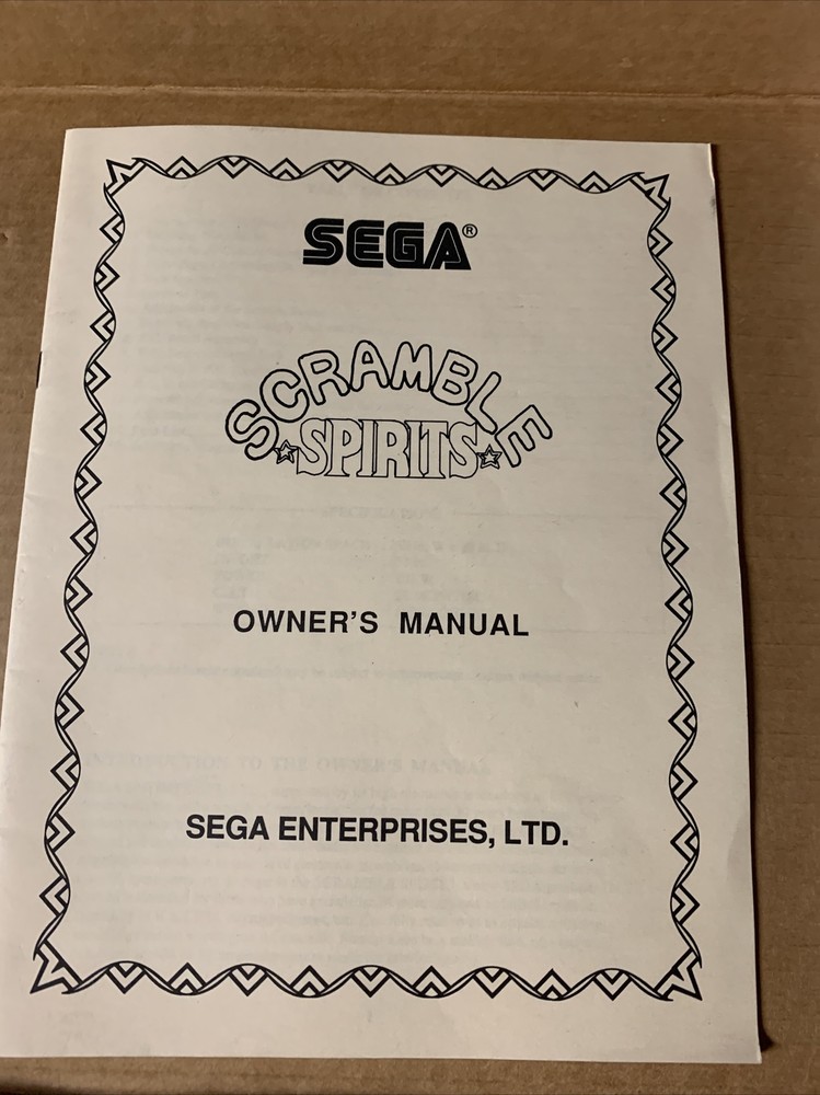 SCRAMBLE SPIRITS SEGA OWNERS manual