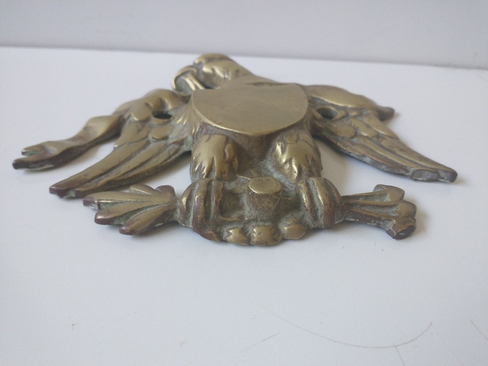 Vintage Solid Brass Eagle 6" Tall 7" Wide, 2 Holes for Mounting