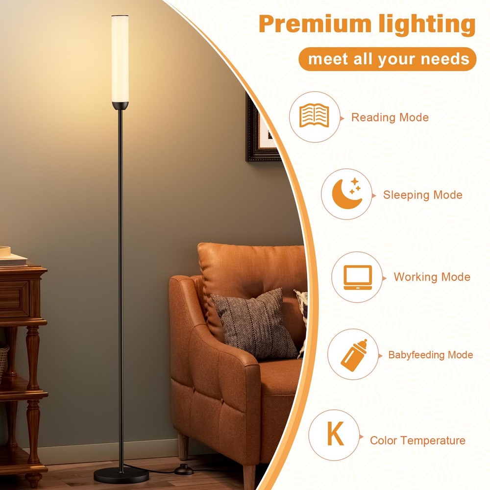 LED Floor Lamp with Remote Control, 65" Standing lamp with Stepless Adjustabl...