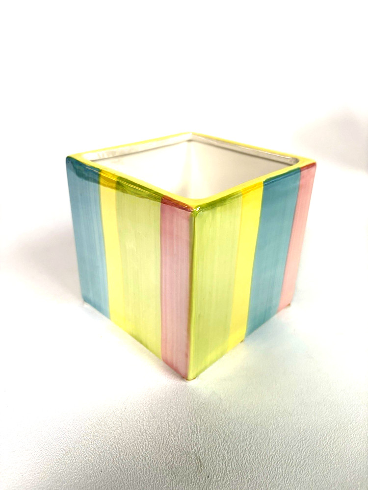 Rainbow Stripe Cube Baby Novelty Planter