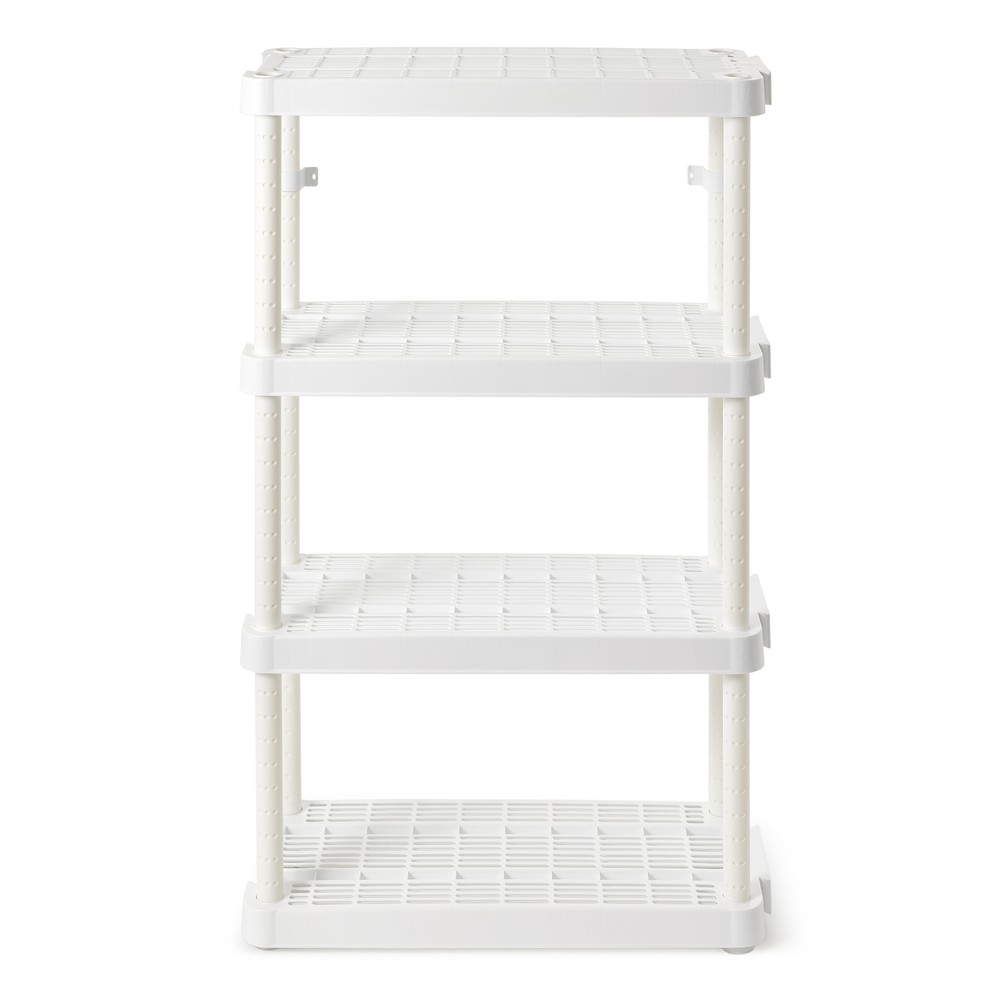 Gracious Living Medium Duty 4 Tier Ventilated Shelving Units, White (2 Pack)