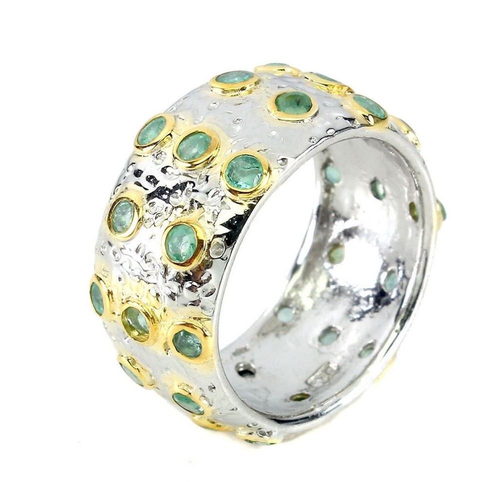 Green Emerald Sterling Silver Ring Size 6.5